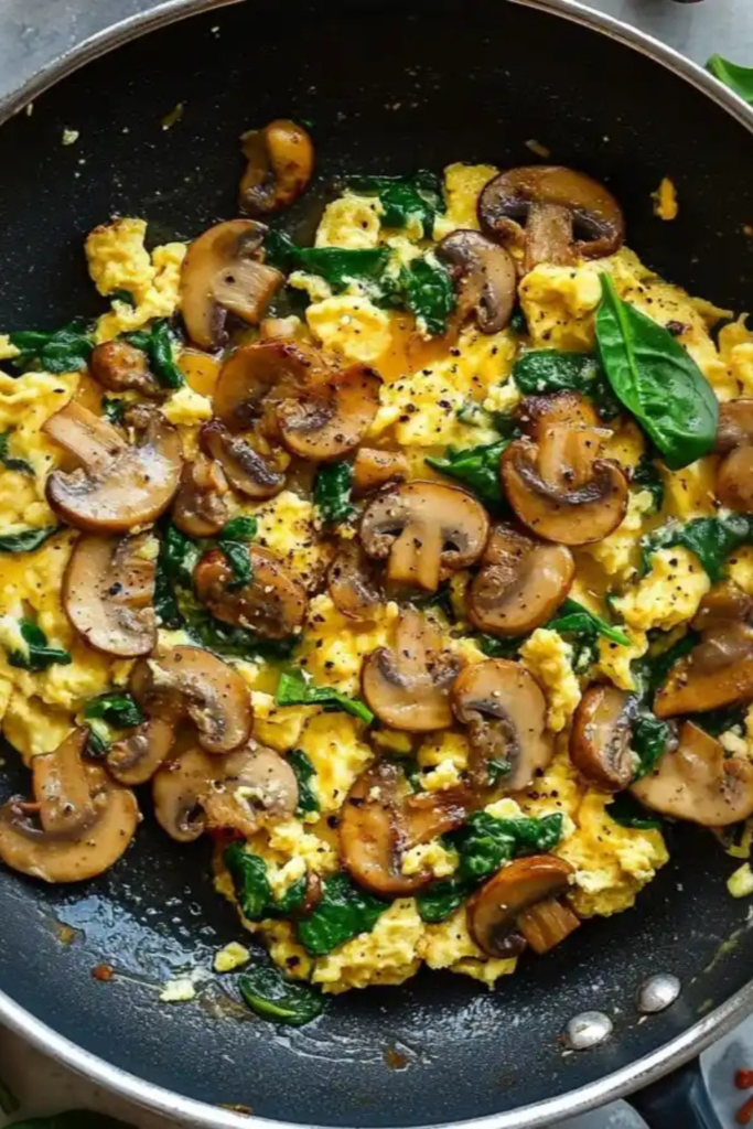 Mushroom Spinach Scrambled Eggs