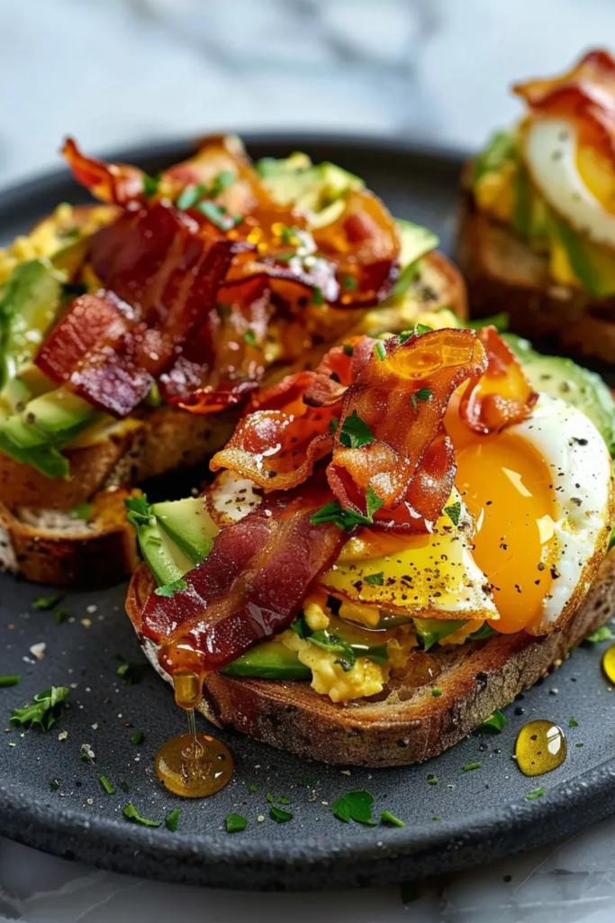 Avocado Bacon and Egg Toasts