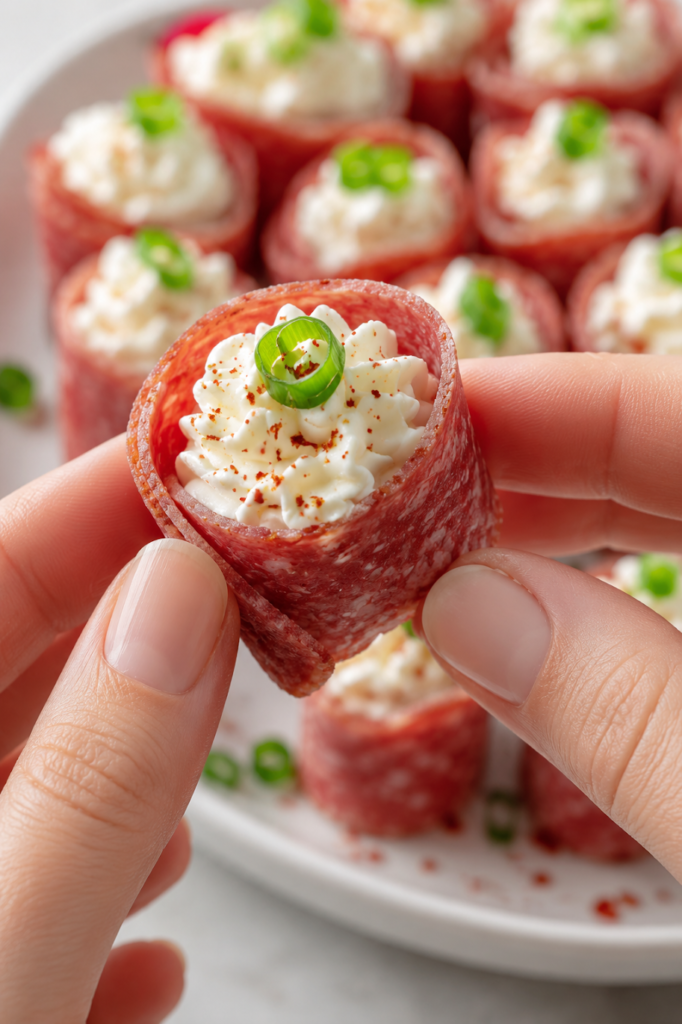 3-Ingredient Cream Cheese Salami Bites