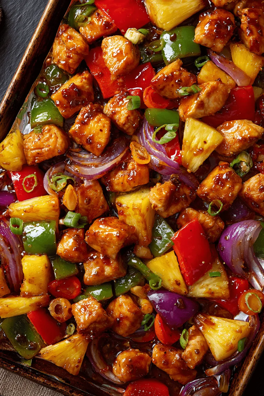 Healthy Sheet Pan Hawaiian Chicken